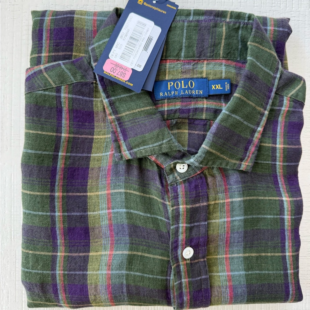 Polo by Ralph Lauren Men's Checkered Shirt in Green and Purple